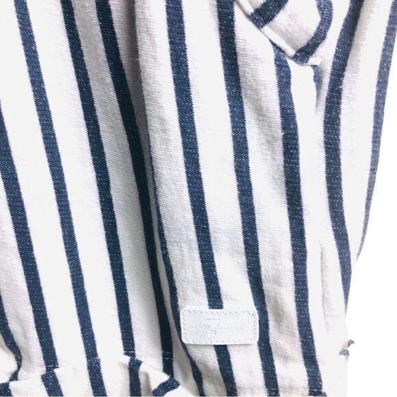 7 for All Mankind Striped Off White Navy Blue Short Romper - Picture 6 of 10